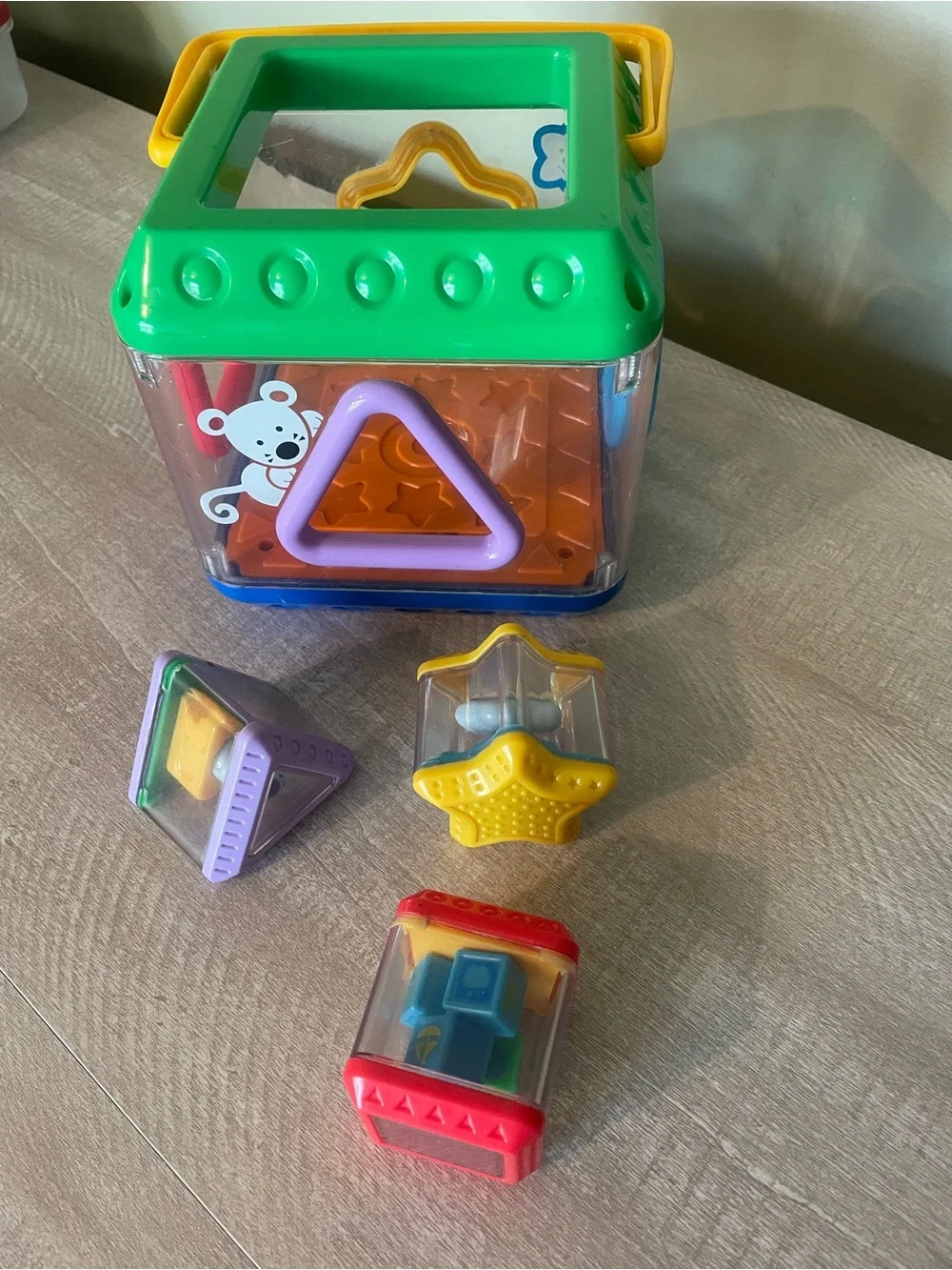 Fisher Price Peek A Blocks Shape Sorter Activity Cube Baby Toy Vintage sounds